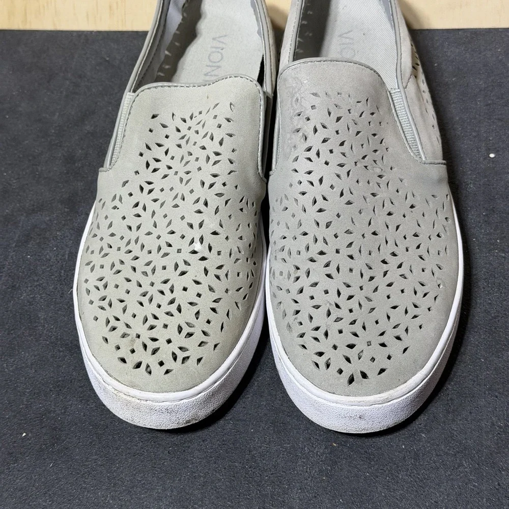 Vionic Women's Size 8 Gray Slip On Sneakers Perforated Casual Comfort Shoes